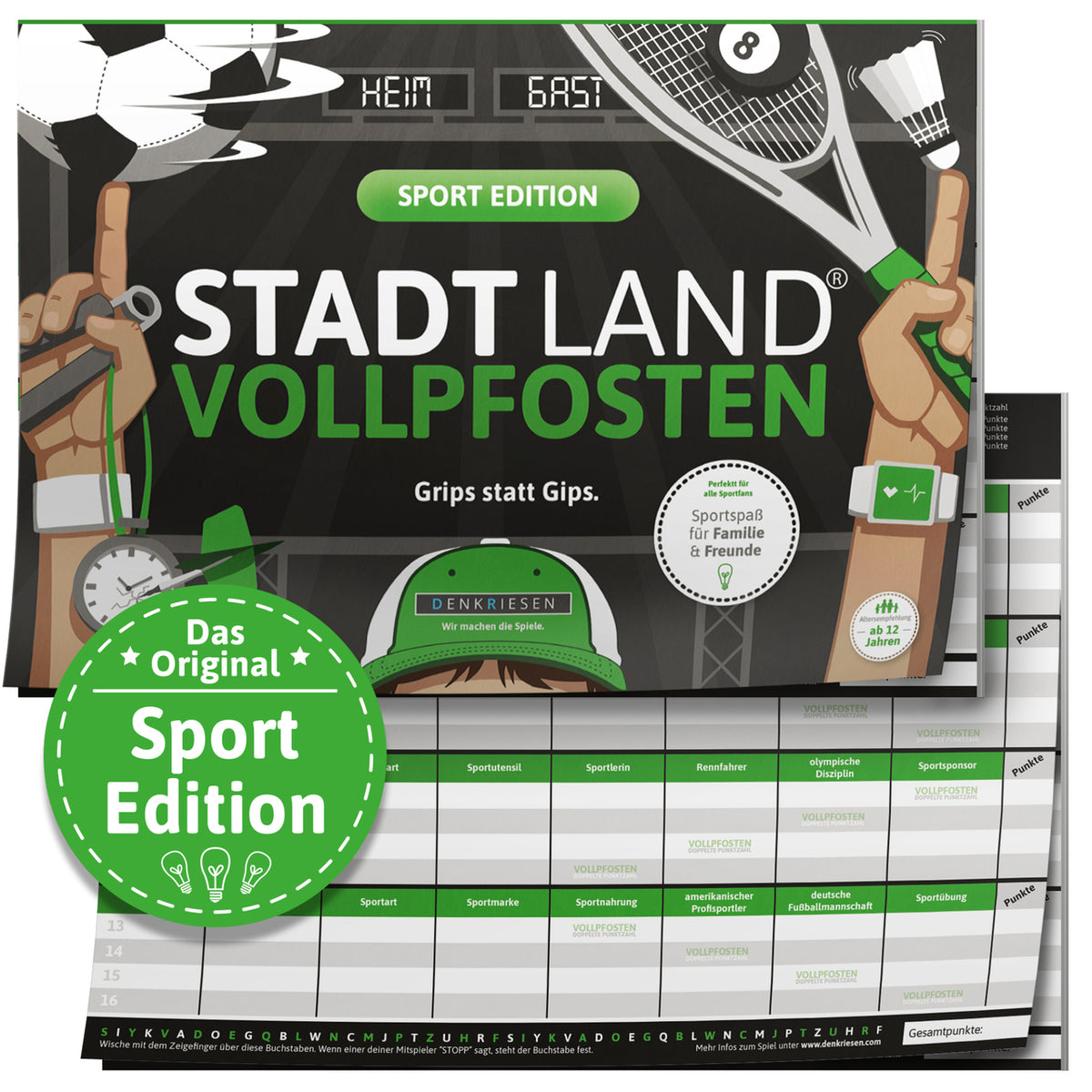 STADT LAND VOLLPFOSTEN® - SPORT EDITION "Grips statt Gips." STADT LAND FLUSS SPIELBLOCK
